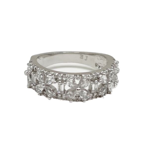 Fashion Jewelry Ring Set Silver Plated Cubic Zirconia Size 7 - Picture 3 of 7